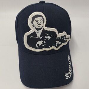 Scarface Hat Adjustable Black White Tony Montana Say Hello To My Little Friend